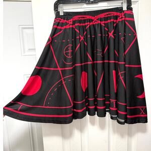 Plus Size XL‎ 2X 3X Witch Vamp Red/Black Gothic Moon Skater Mini Skirt w/Pockets